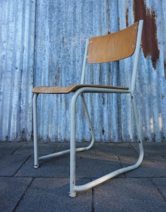 vintage, schoolstoelen, stapelbare, stoelen